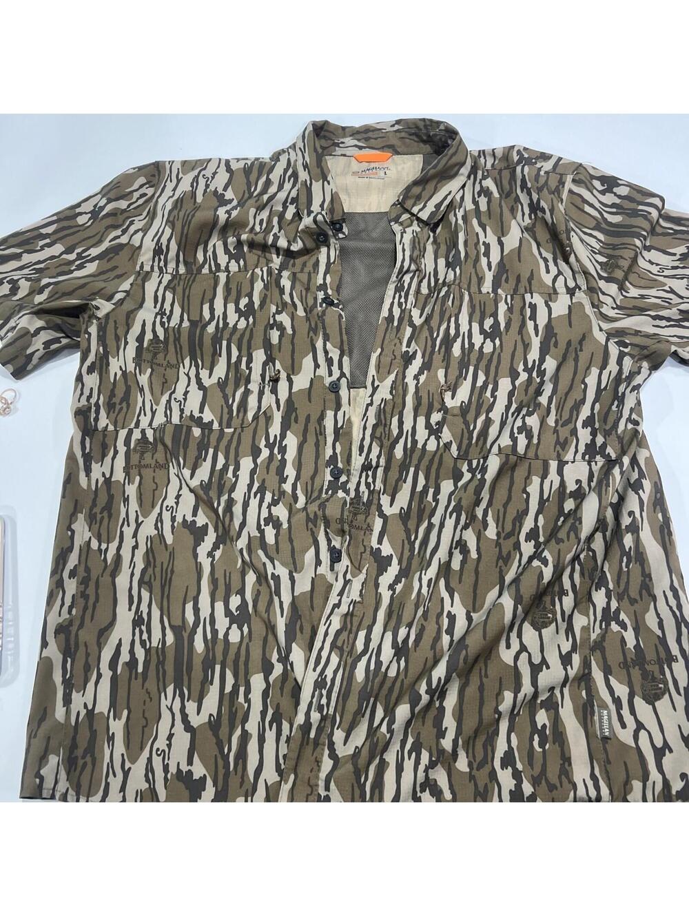 Magellan Shirt Mens L Camo Mossy Oak Bottomland Short Sleeve Hunting Outdoor